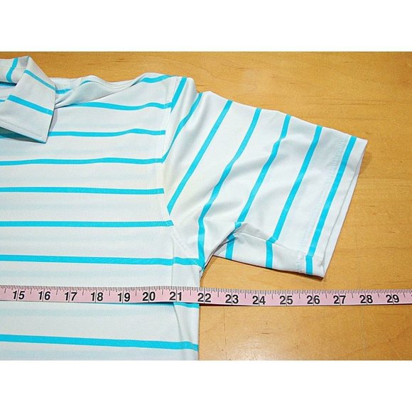 FootJoy FJ Mens Striped Golf Polo Shirt Royal Regina Golf Club White & Blue Sz L - Picture 4 of 10